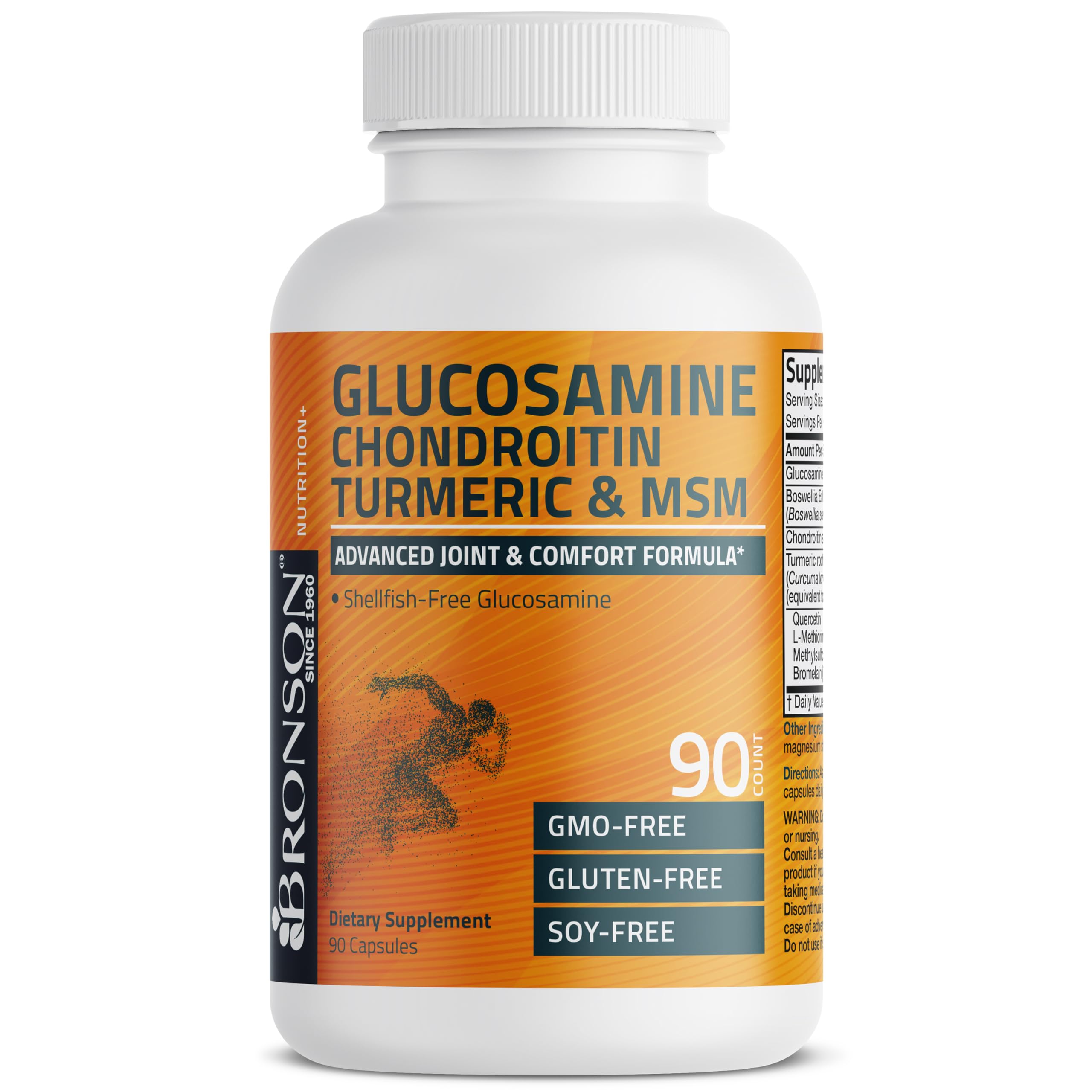 Bronson capsules in hand suggesting easy daily use for joint comfort.