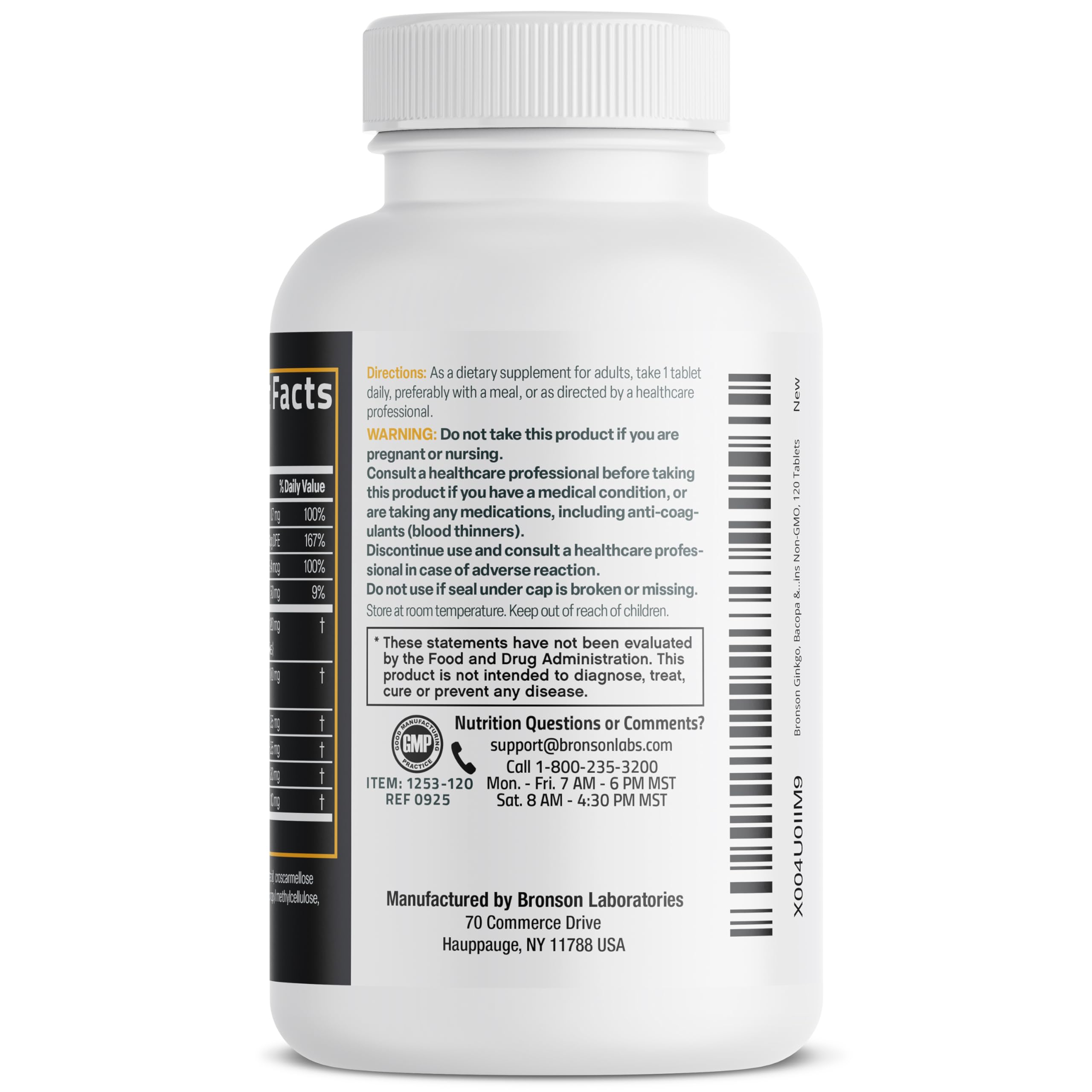Bronson ingredients phosphatidylserine and coq10 emphasize core nutrients.