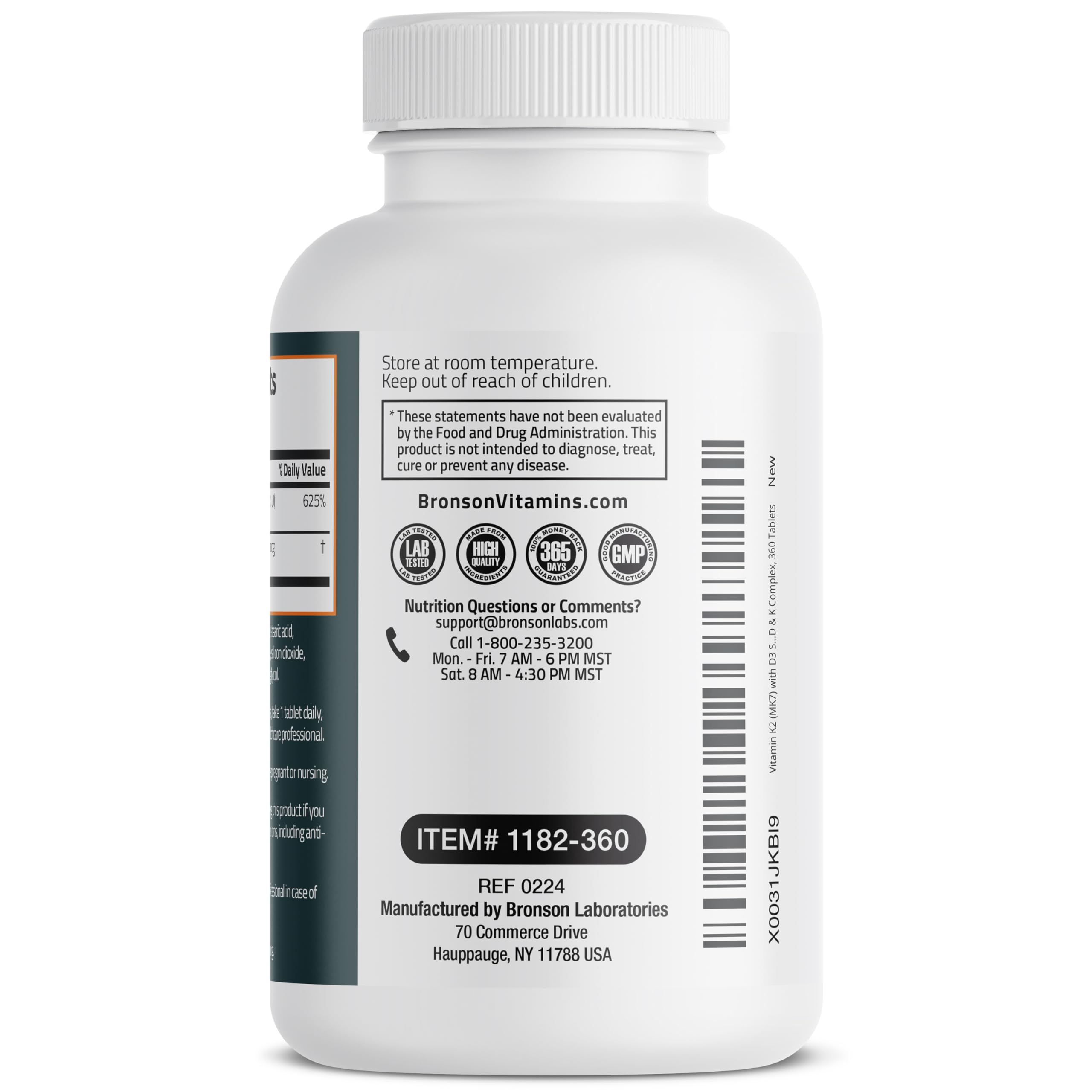 Bronson K2 D3 MK-7 daily dosage supports consistent use.