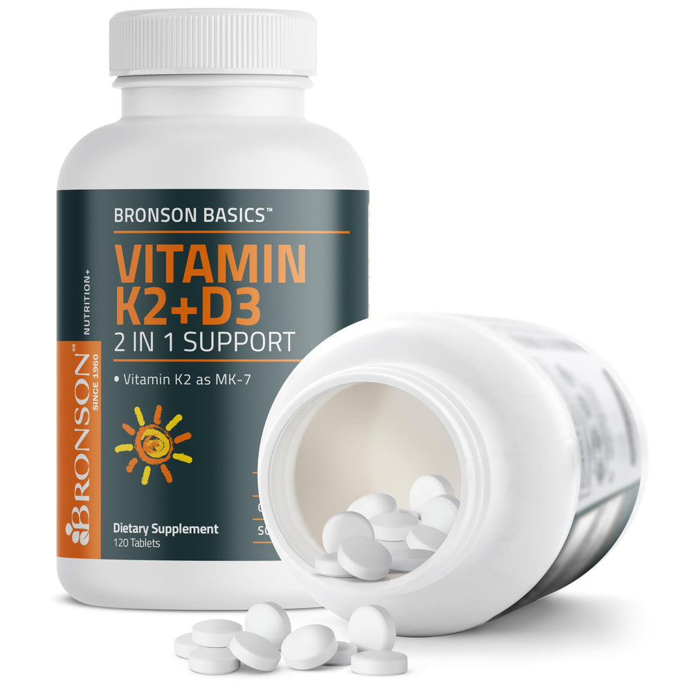 Bronson K2 D3 tablets on shelf signify trusted daily supplementation