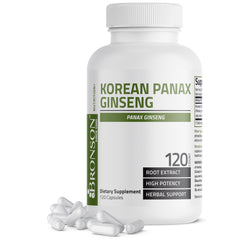 Bronson Korean Panax Ginseng energy bottle promoting daily vitality and focus.