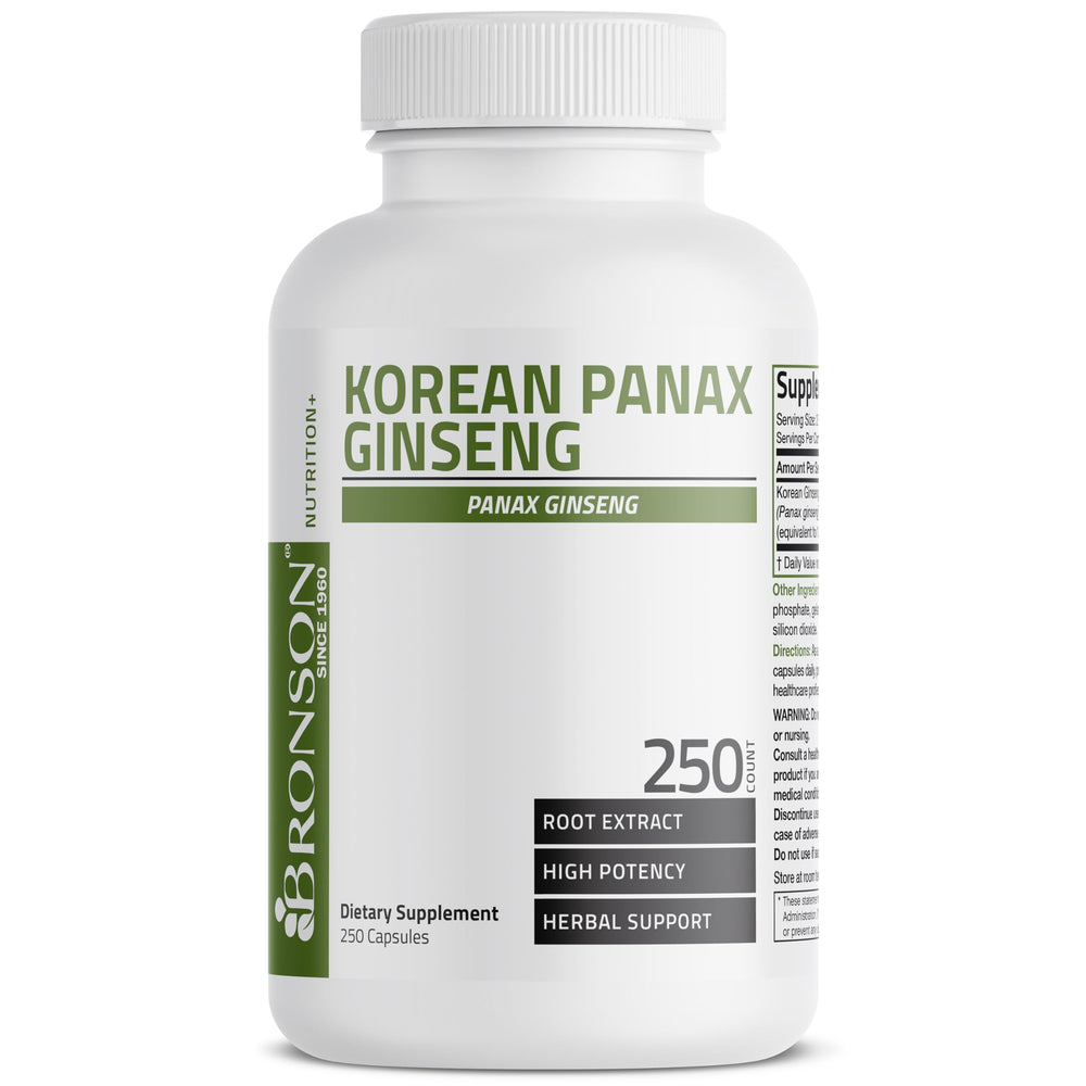 Bronson Korean Panax Ginseng label front showing trusted heritage.
