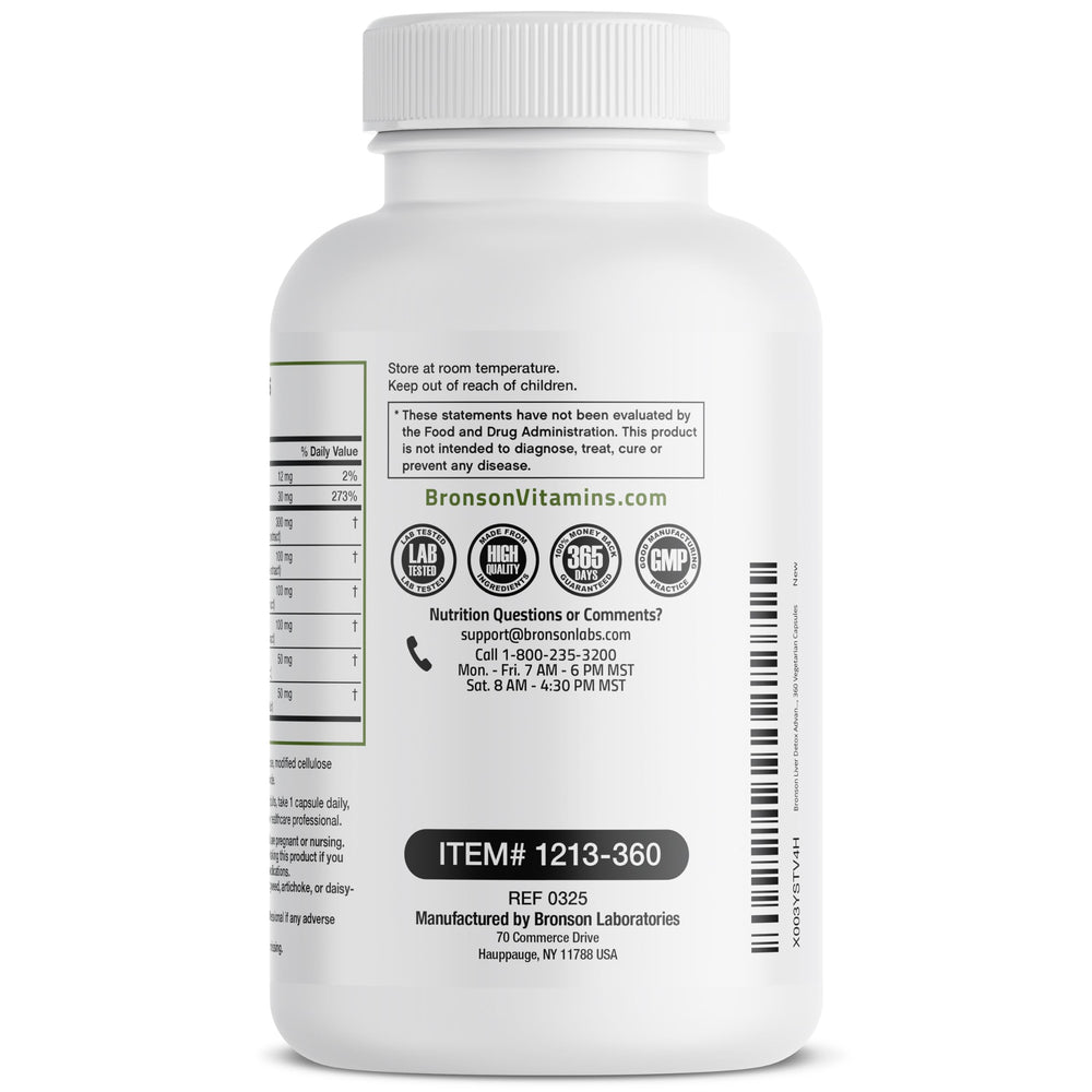 Bronson Liver Detox artichoke leaf focus signals bile flow support and digestive comfort.