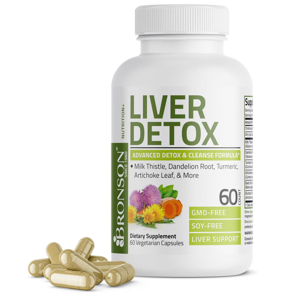 Bronson Liver Detox bottle and capsules for daily liver support