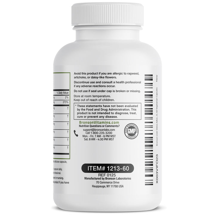 Bronson Liver Detox packaging with cGMP stamp indicating quality
