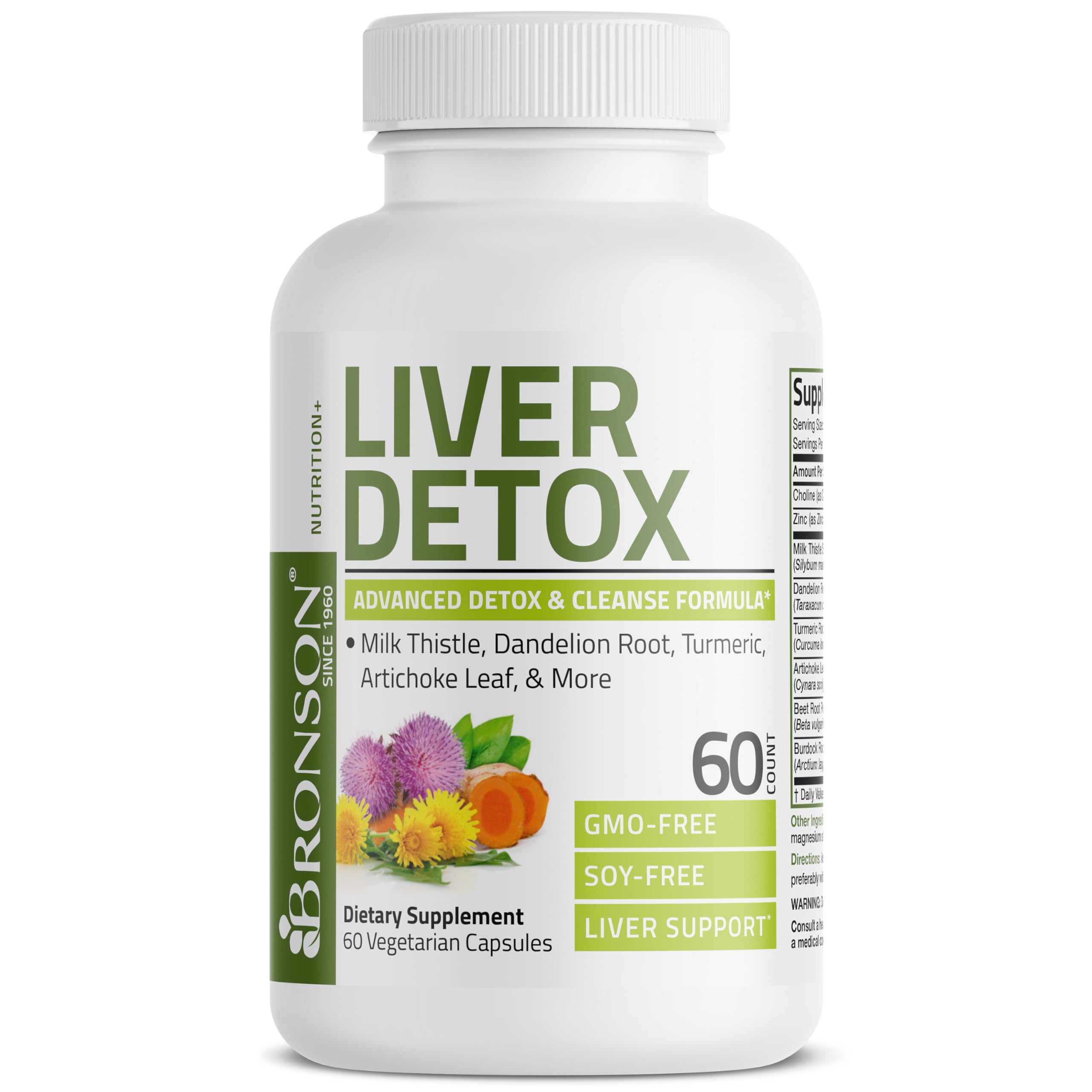 Bronson Liver Detox turmeric and artichoke imagery for healthy liver support