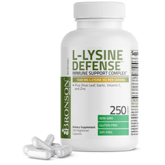 Bronson L-Lysine Defense bottle front view highlighting immune support formula