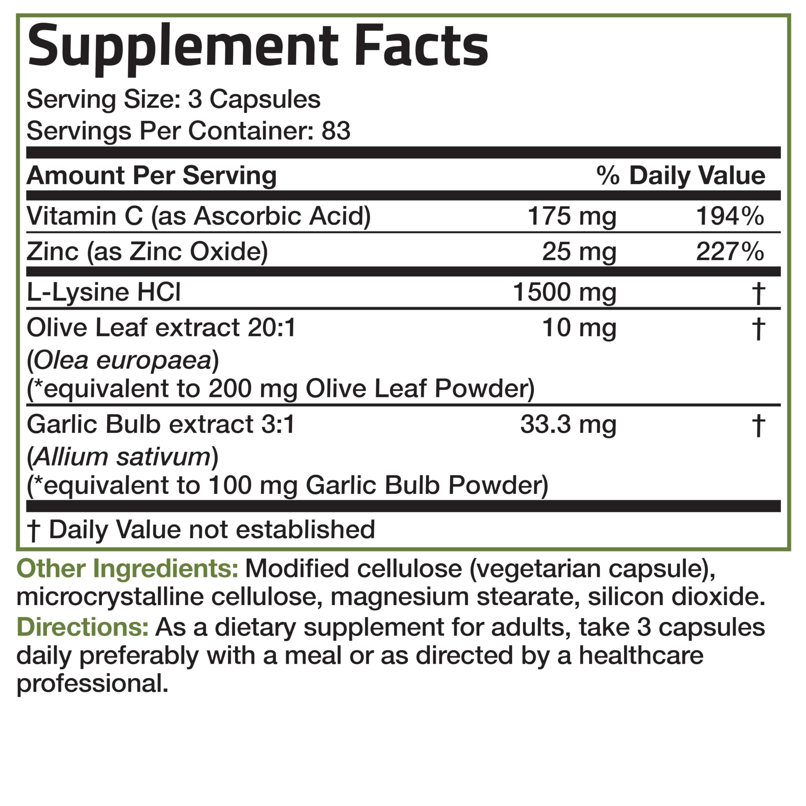 Bronson L-Lysine Defense bottle with measuring spoon and box