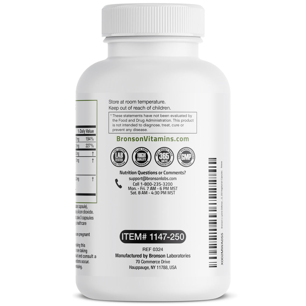 Bronson L-Lysine Defense on shelf display for daily wellness