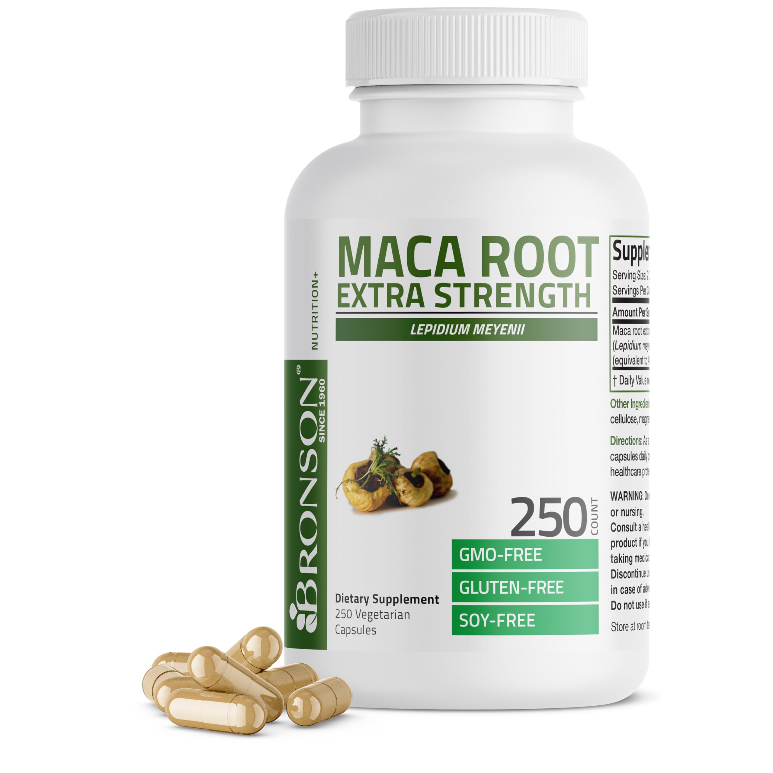 Bronson Maca Root Extra bottle front for daily vitality.