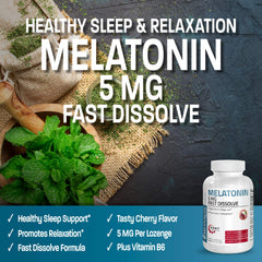 Bronson Melatonin Vitamin B6 label highlights added nutrient support.