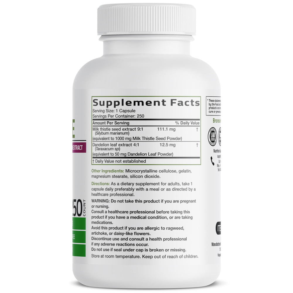 Bronson Milk Thistle capsules being poured for easy daily detox routine.