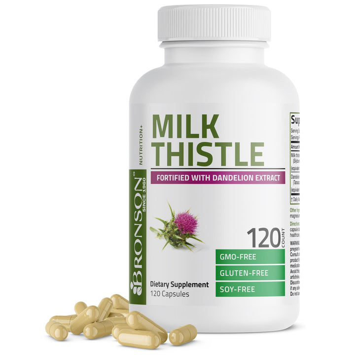 Bronson Milk Thistle Silymarin bottle for liver support.