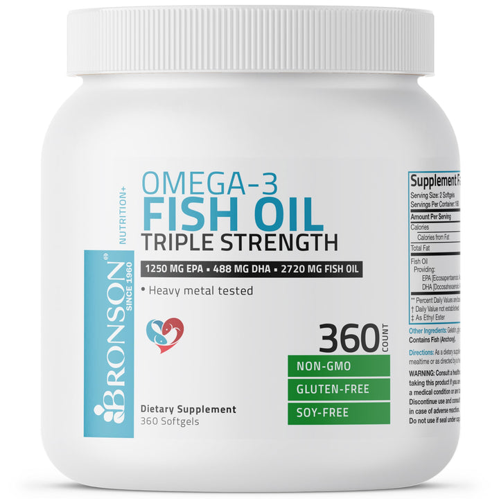 Bronson Omega 3 bottle pour for convenient daily dosing