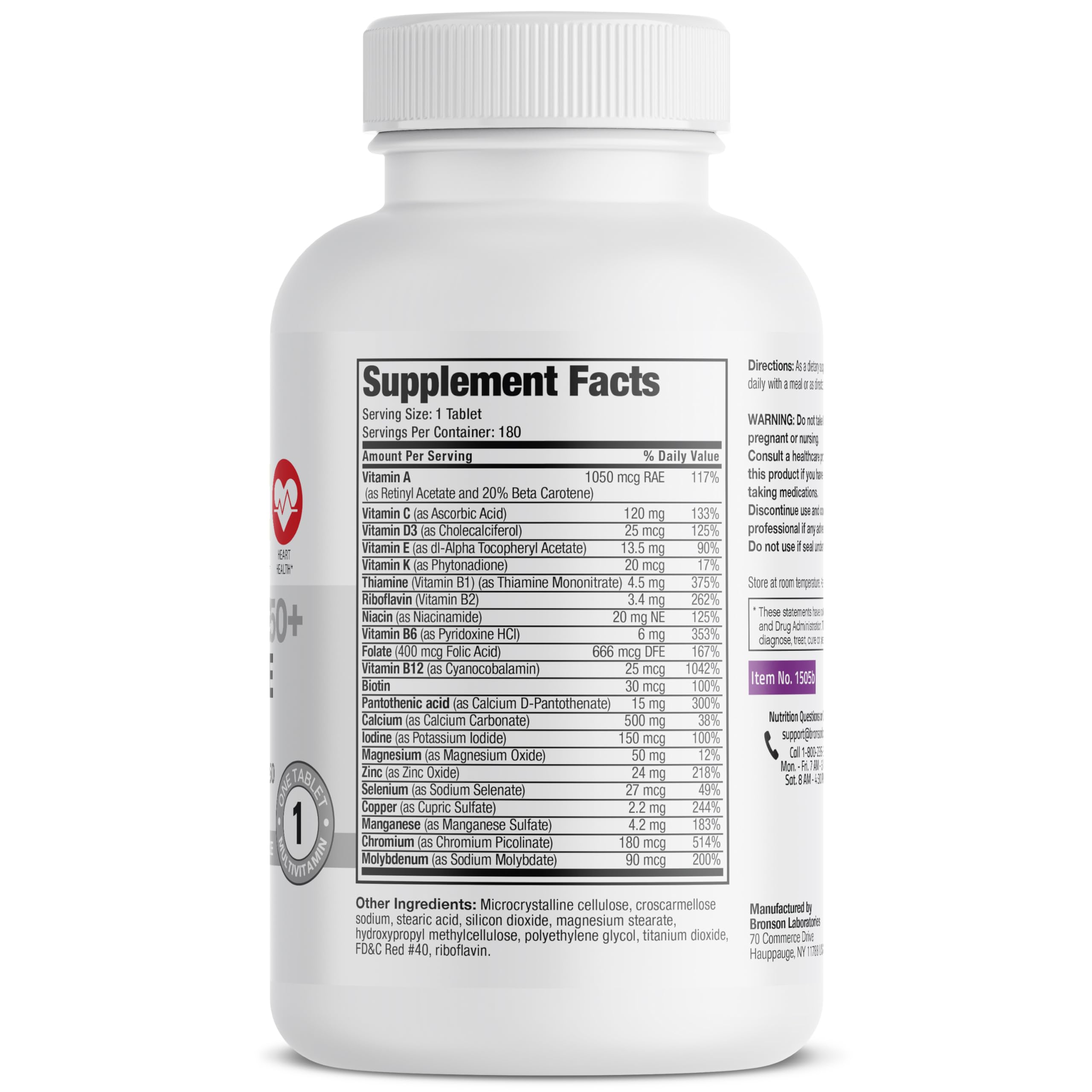 Bronson ONE Daily 50+ tablets close-up showing compact design for daily use.