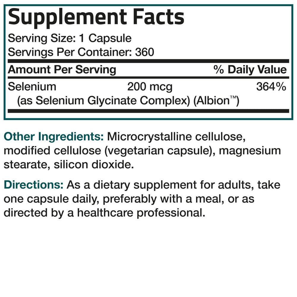 Bronson Selenium 200 mcg branded box and capsules ready to use.