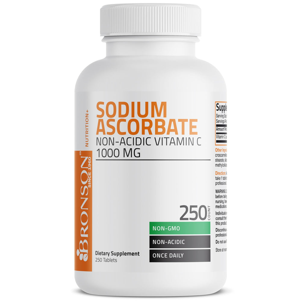 Bronson Sodium Ascorbate 1000 mg packaging with Non-GMO badge
