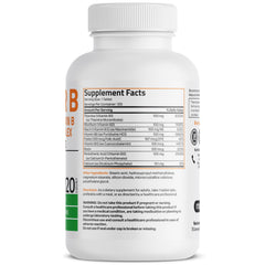 Bronson Super B100 tablets closeup highlights compact, easy-to-swallow pills for daily B vitamin support.