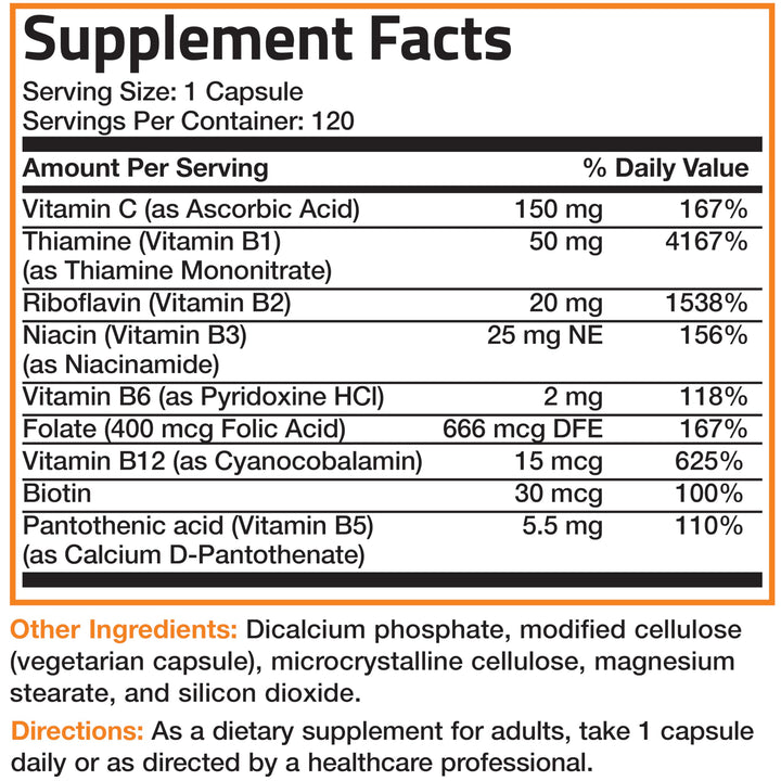 Bronson Vitamin B Complex branding reflecting decades of vitamin expertise