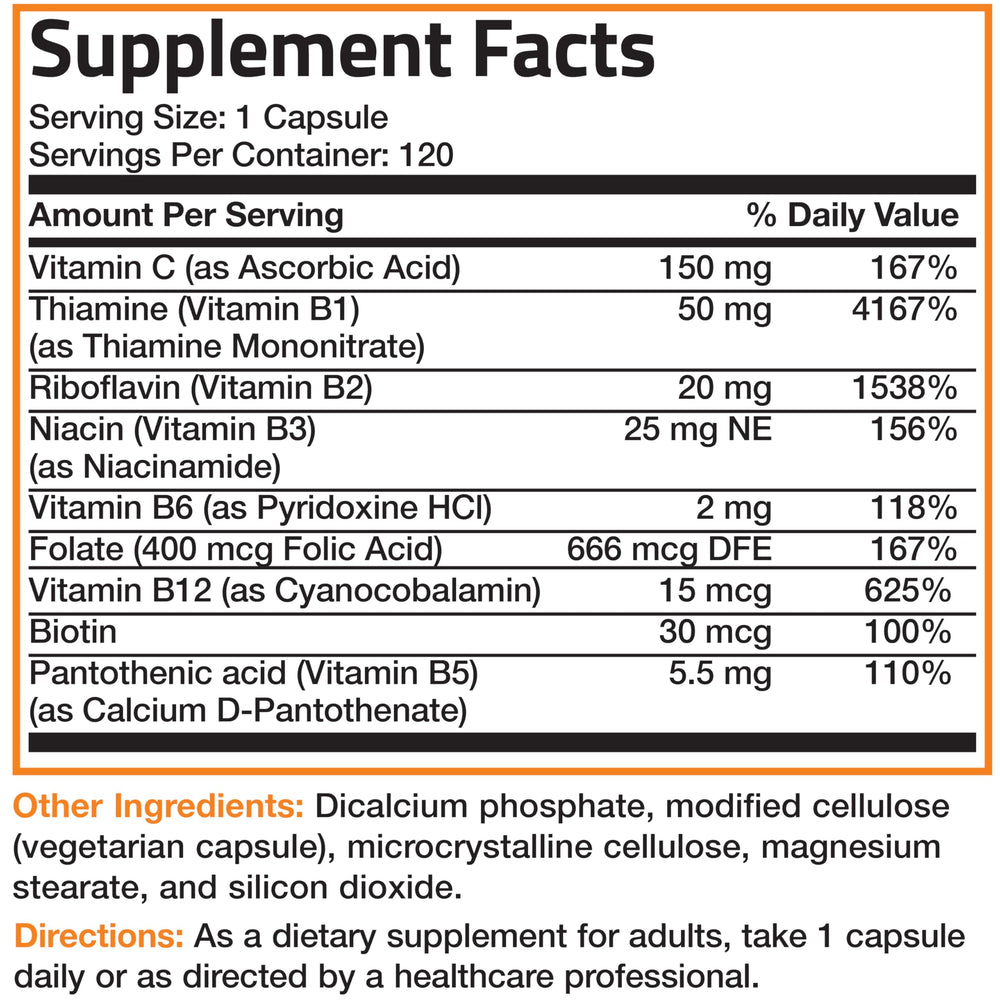 Bronson Vitamin B Complex branding reflecting decades of vitamin expertise