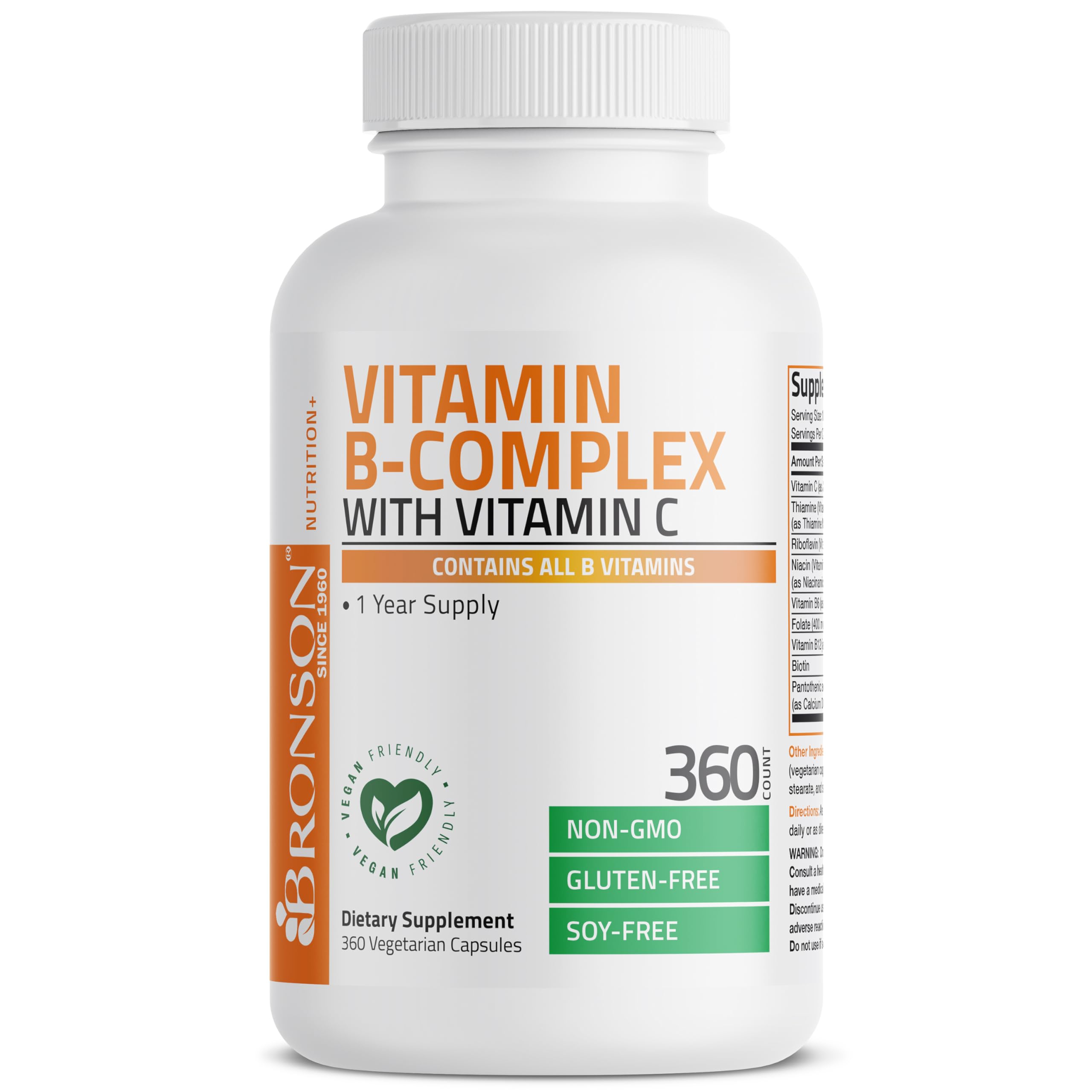 Bronson Vitamin B Complex packaging on a shelf, trusted supplement option
