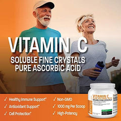 Bronson Vitamin C powder dissolving in a glass of water for versatile beverages