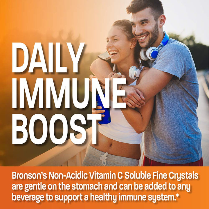 Bronson vitamin C powder non-GMO label highlighting quality.