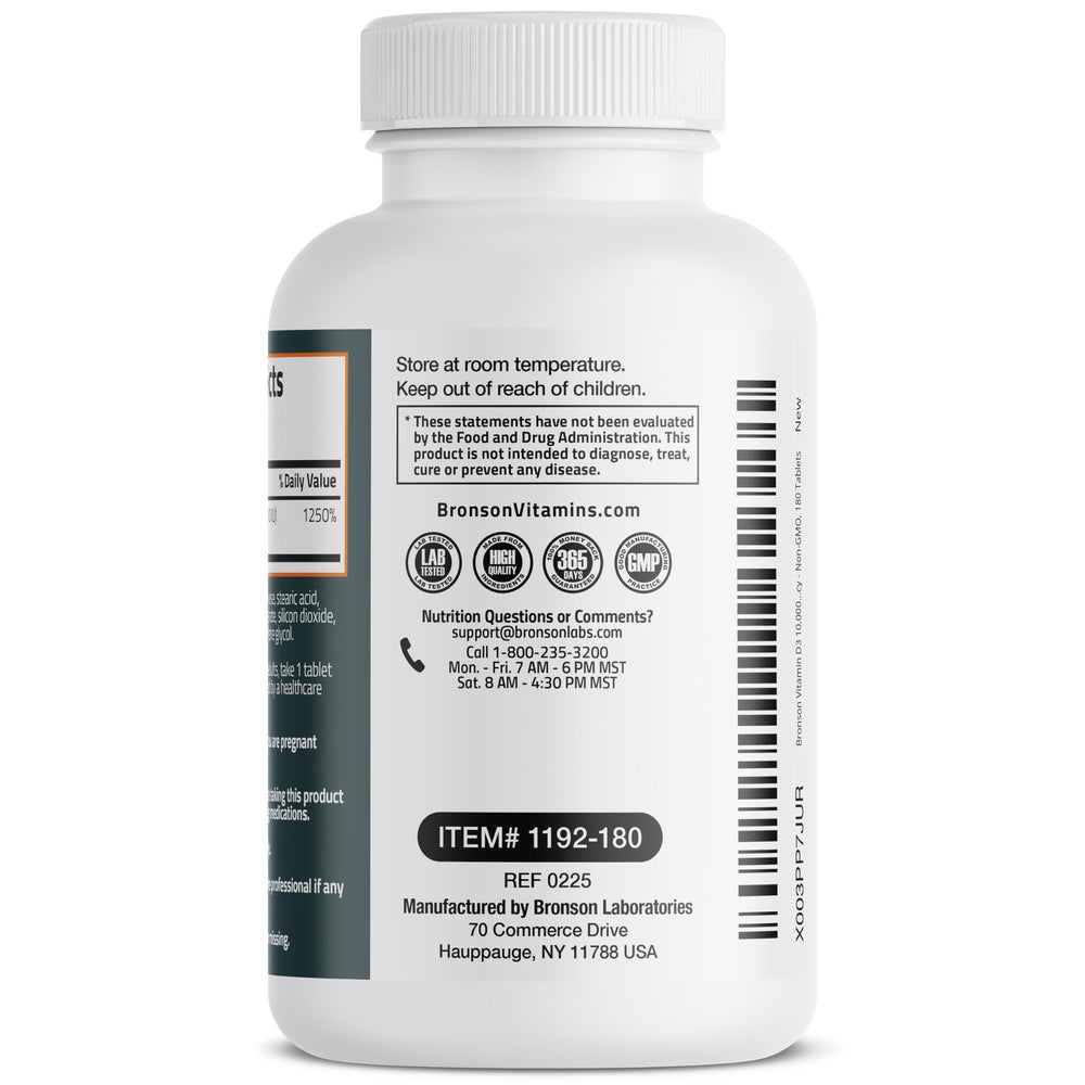 Bronson Vitamin D3 bottle with sunshine icon symbolizing immune support.