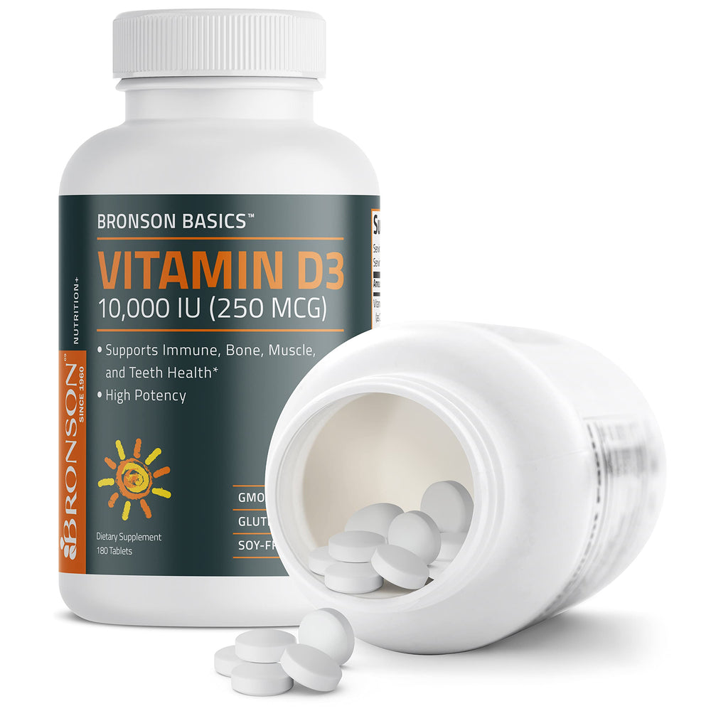 Bronson Vitamin D3 bottle cap close-up emphasizing quality standards.