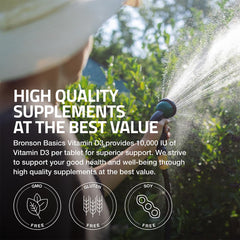 Bronson Vitamin D3 gluten-free and soy-free formula supports dietary needs.