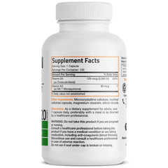 Closeup of Bronson capsules shows non-GMO, gluten-free formula