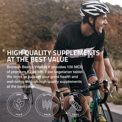 Bronson Vitamin K2 MK-7 dosage information on the label.