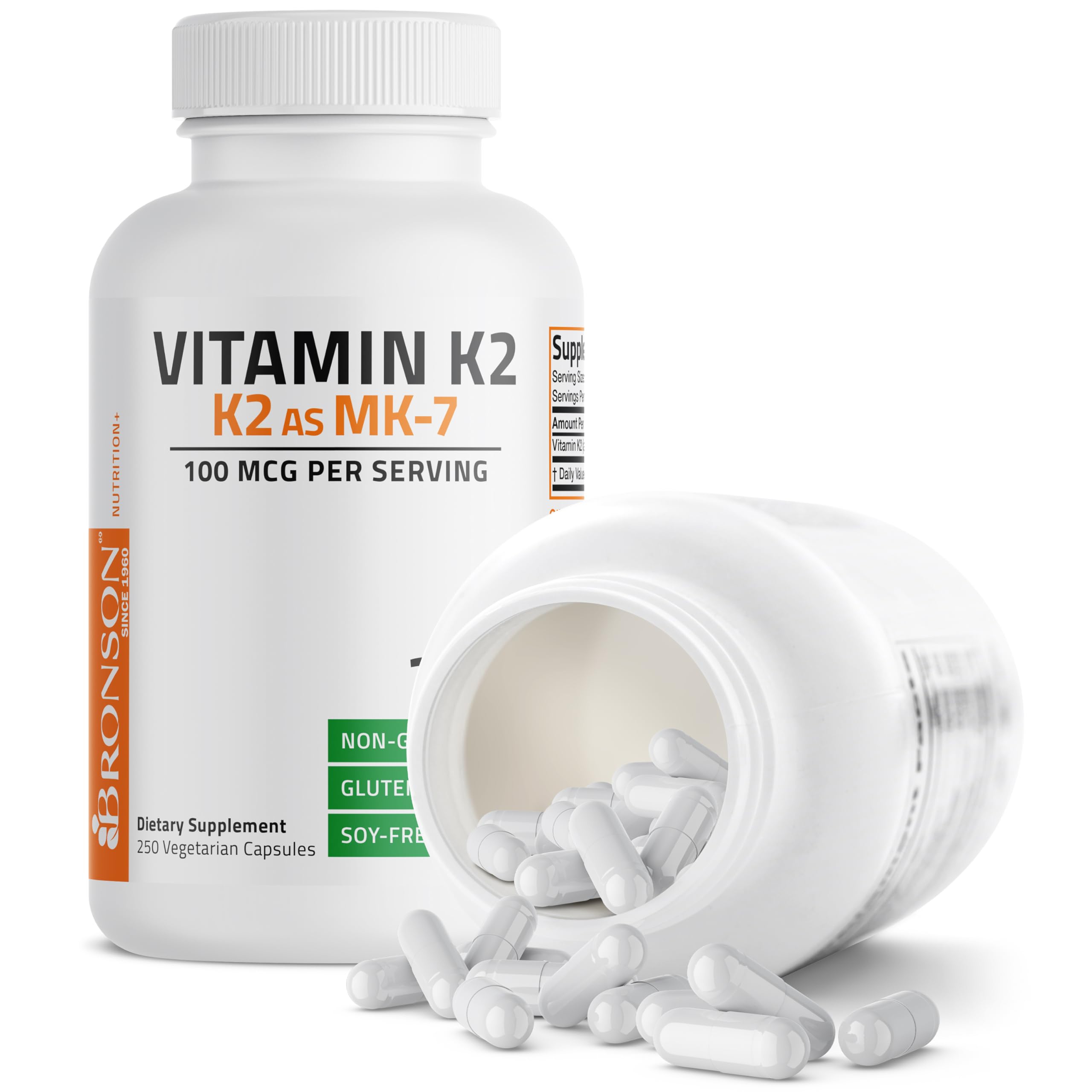 Bronson Vitamin K2 MK-7 bottle on shelf signaling trusted quality.
