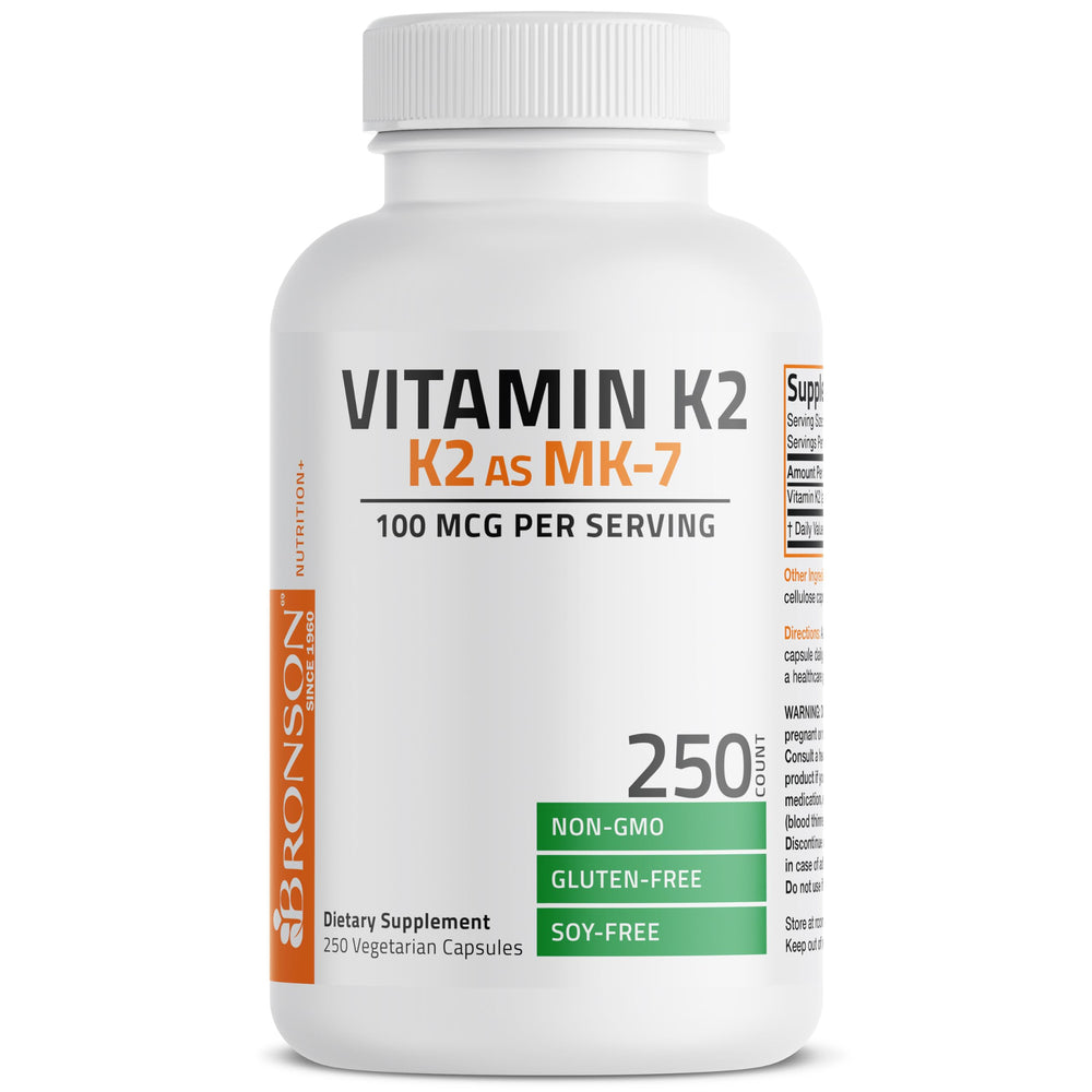 Bronson Vitamin K2 MK-7 capsules in hand for daily use