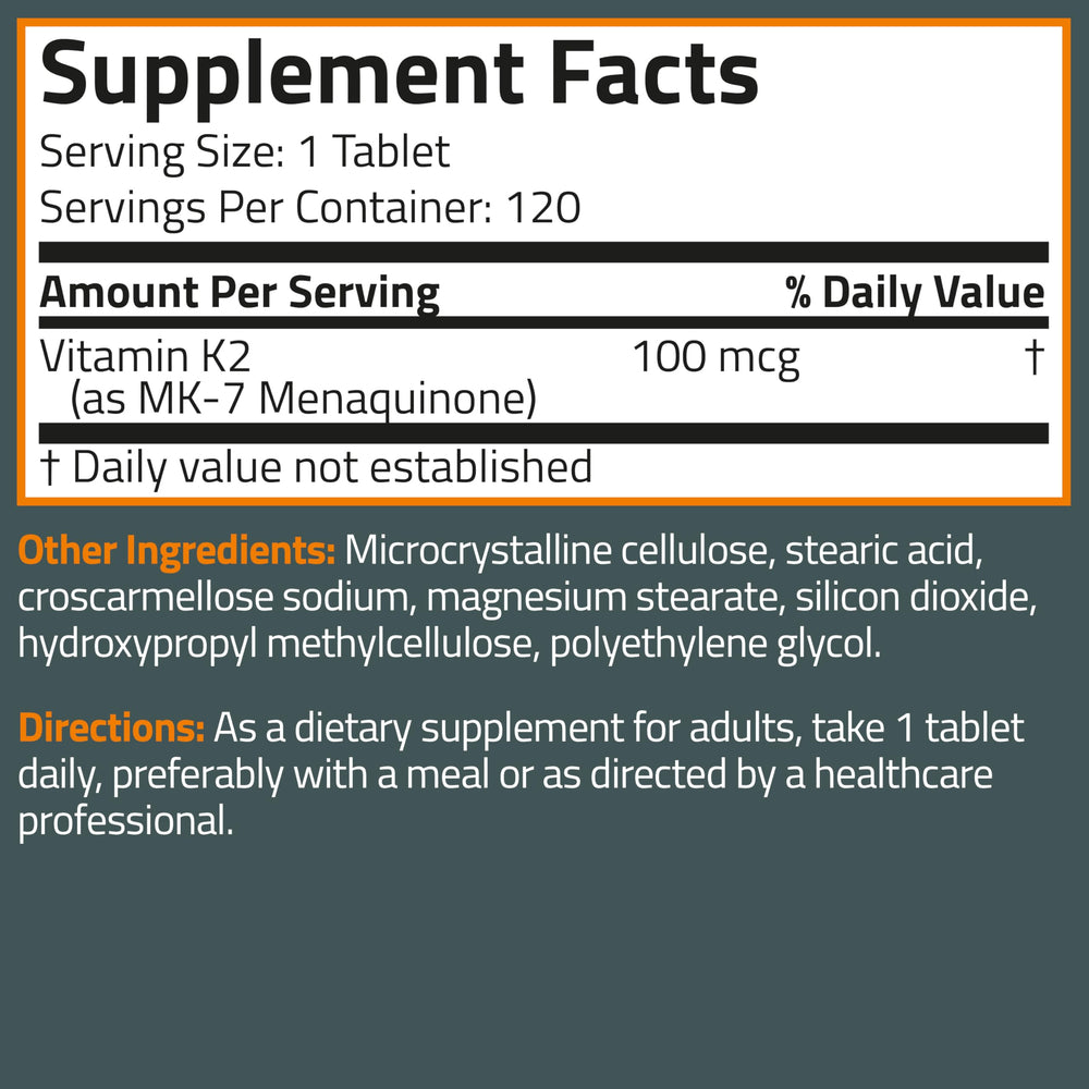 Bronson Vitamin K2 MK-7 packaging front highlights non-GMO promise.