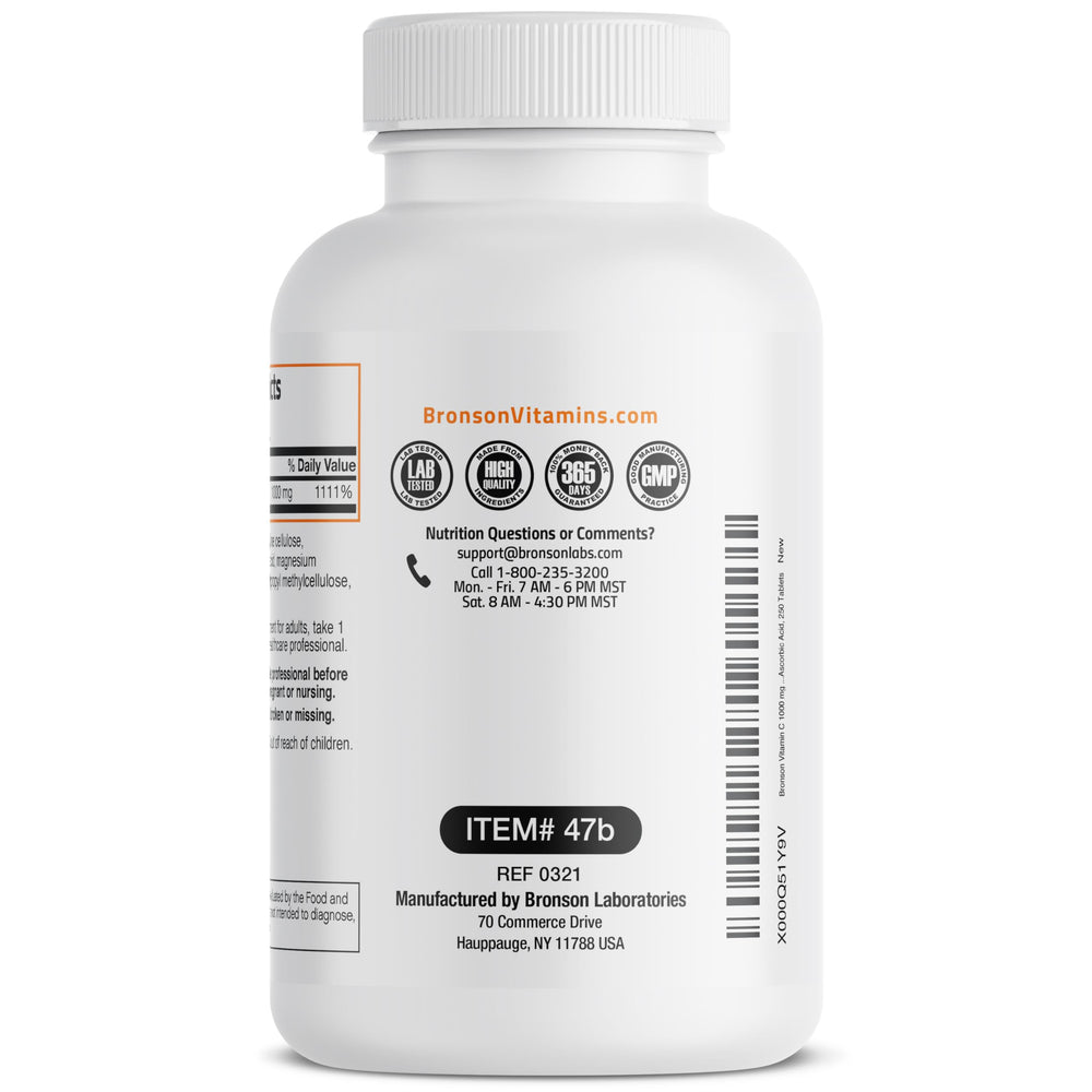 Tabletas apiladas de Bronson Vitamina C 1000 mg.