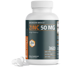 Bronson Zinc 50 mg bottle front for daily immune and skin support