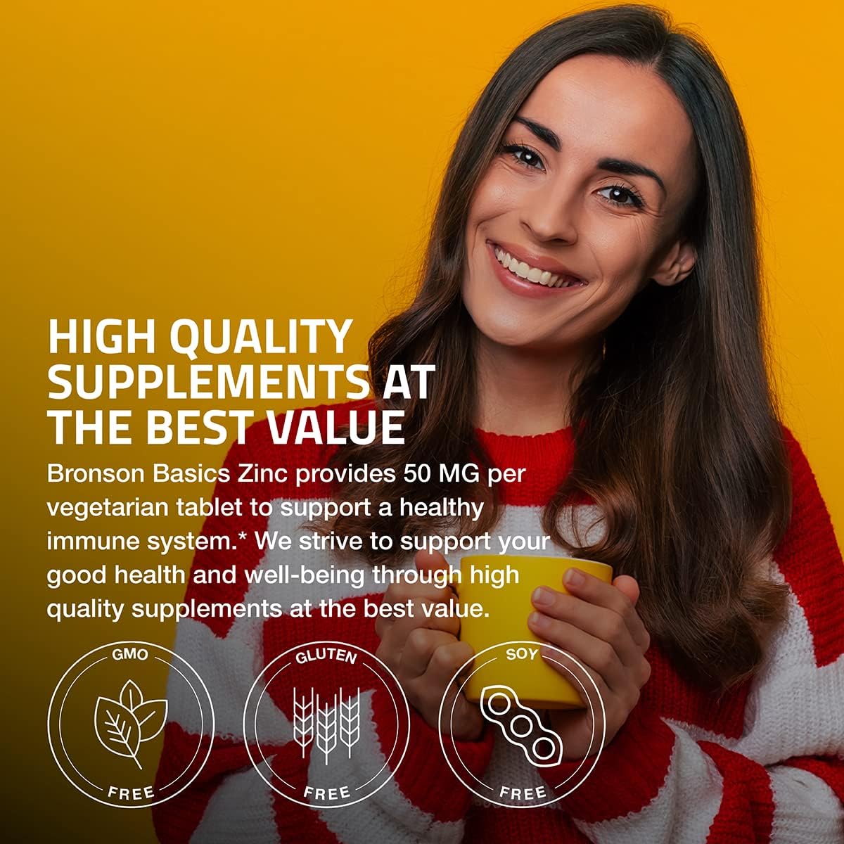 Bronson zinc packaging hero image conveys value and trusted branding.