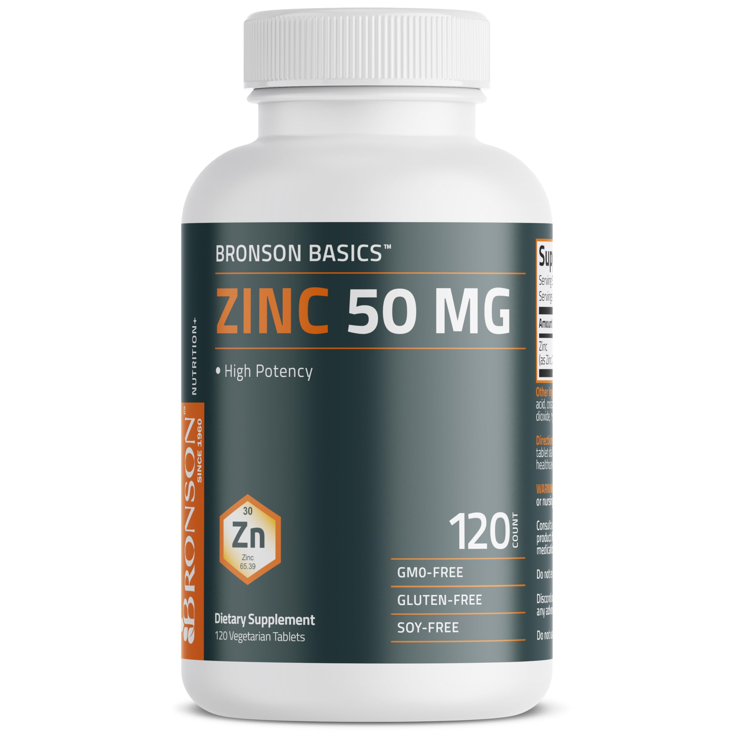 Bronson Zinc vegetarian tablets neatly arranged for consistent daily replenishment.
