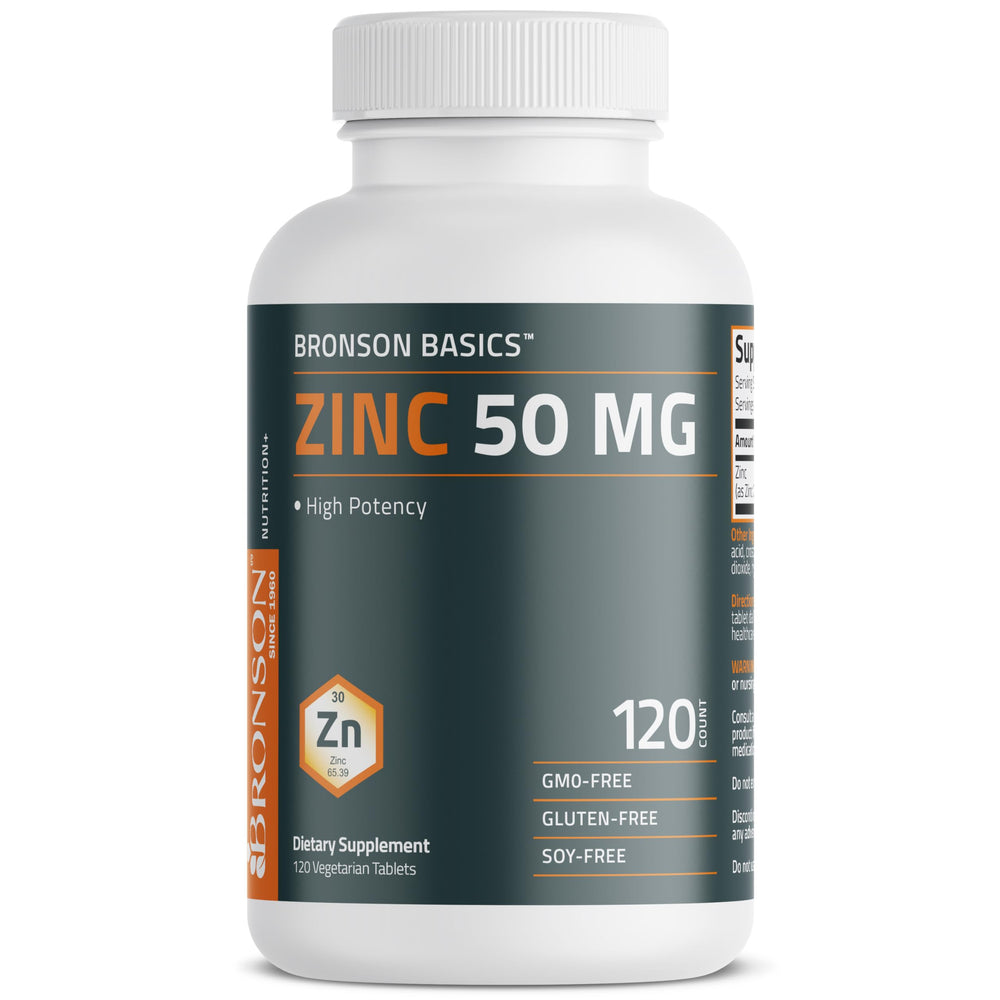 Bronson Zinc vegetarian tablets neatly arranged for consistent daily replenishment.