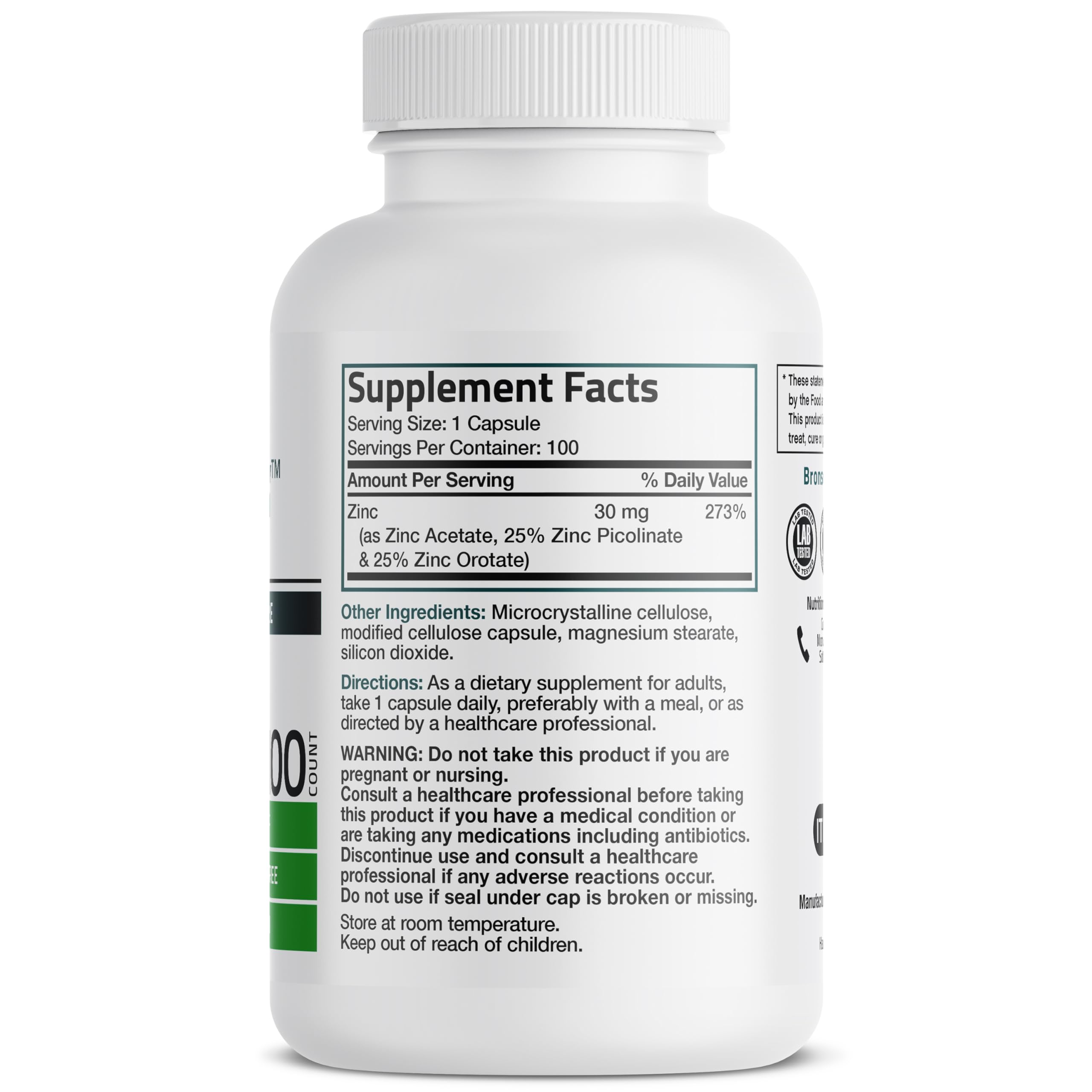 Bronson Zinc Triple Play capsules ready for everyday antioxidant and skin health support.