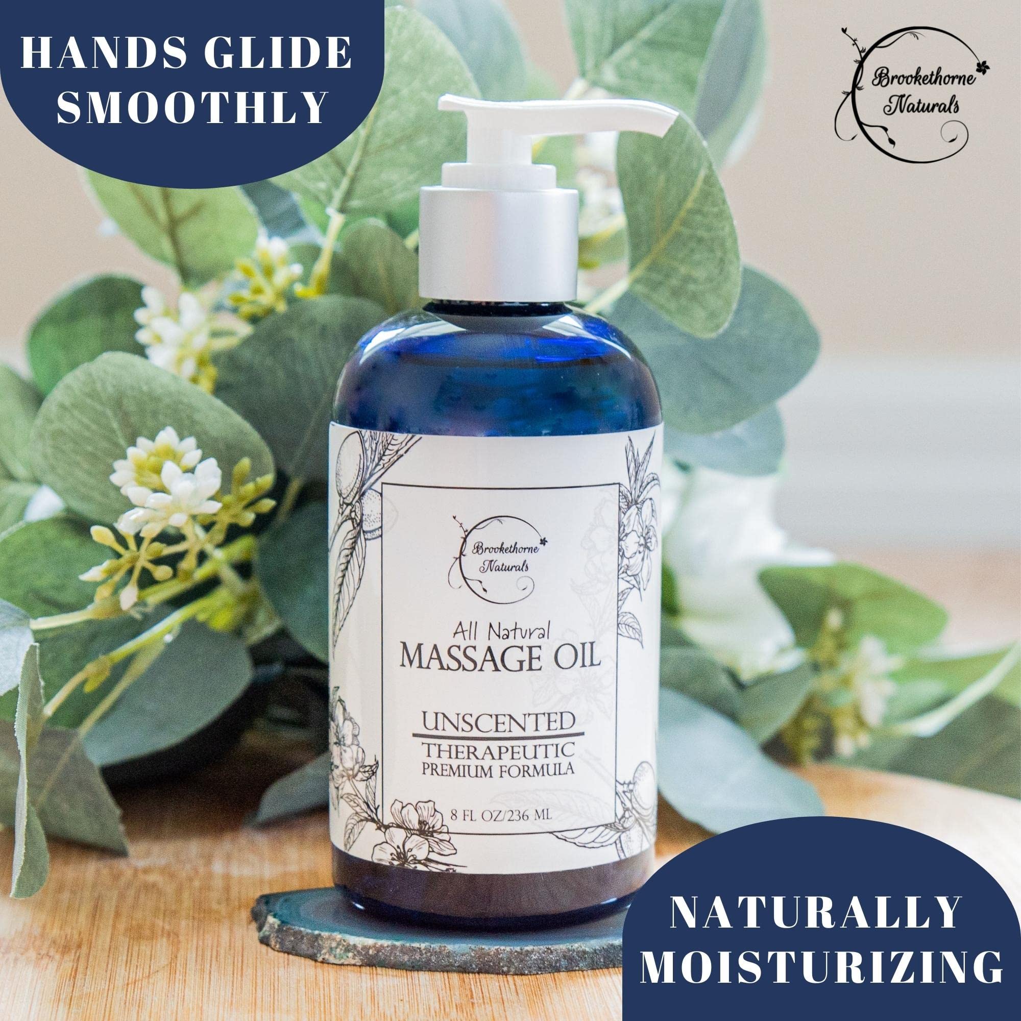 Brookethorne at-home massage tools used with unscented oil for easy sessions