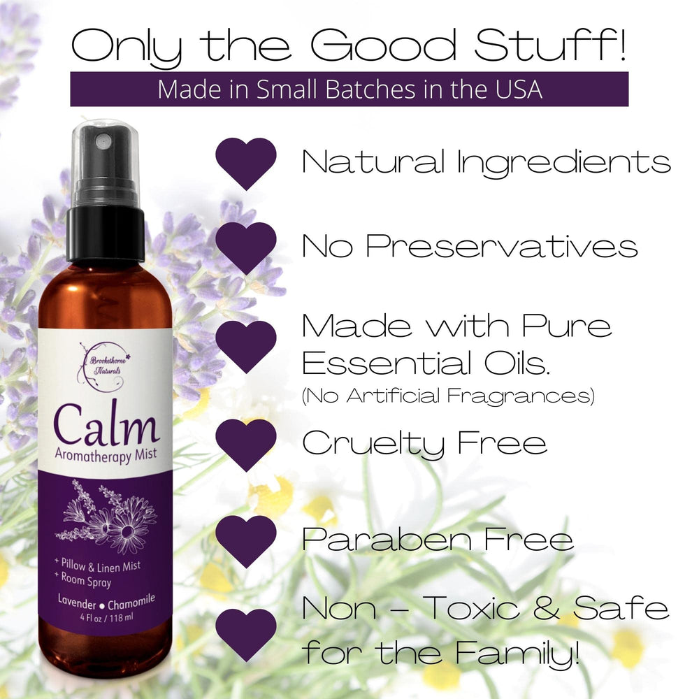 Brookethorne Naturals Calm Bottle Closeup showing natural ingredients
