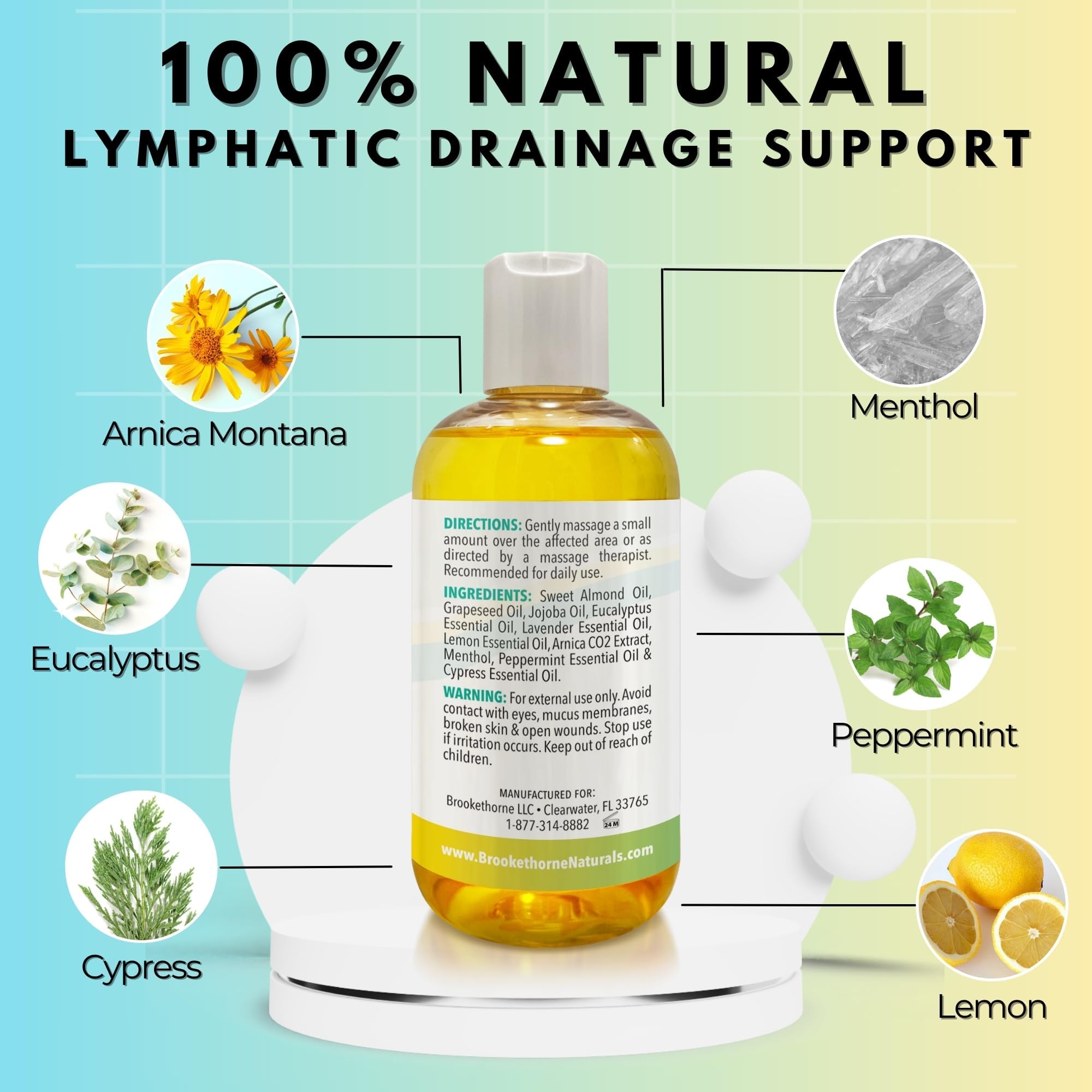 Brookethorne Naturals eucalyptus-peppermint-cypress aromatics offer refreshing scent and soothing benefits.