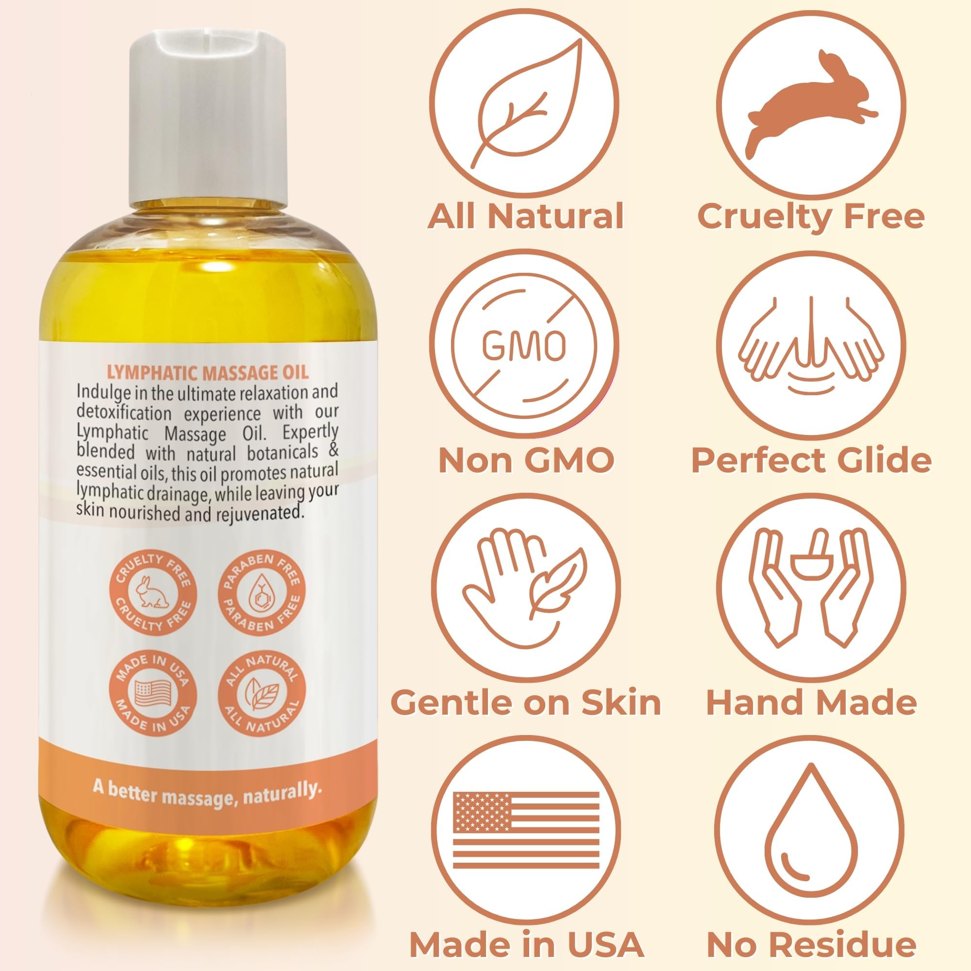 Brookethorne Naturals lymphatic oil citrus-aroma emphasizes uplifting scent during sessions.