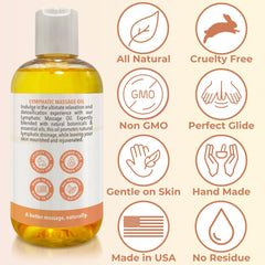 Brookethorne Naturals lymphatic oil citrus-aroma emphasizes uplifting scent during sessions.