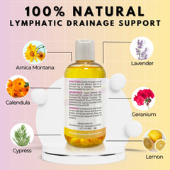 Brookethorne Naturals Lymphatic Massage Oil pour demonstrates easy, even application.