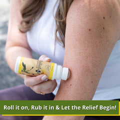 Relief Plus roller applicator ready for quick post-workout use.