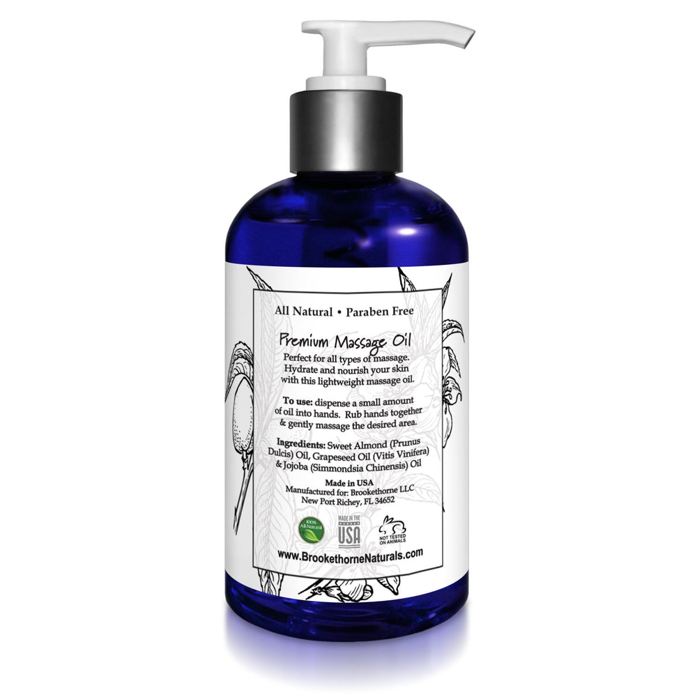 Brookethorne Unscented Massage Oil Made in the USA for clean, fragrance-free care