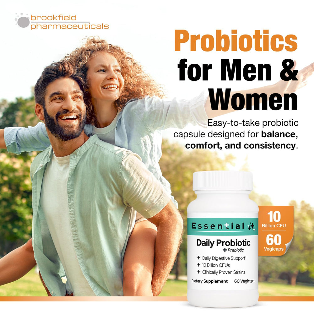 Brookfield Essential Probiotic daily-use image suggests simple routine for digestion.